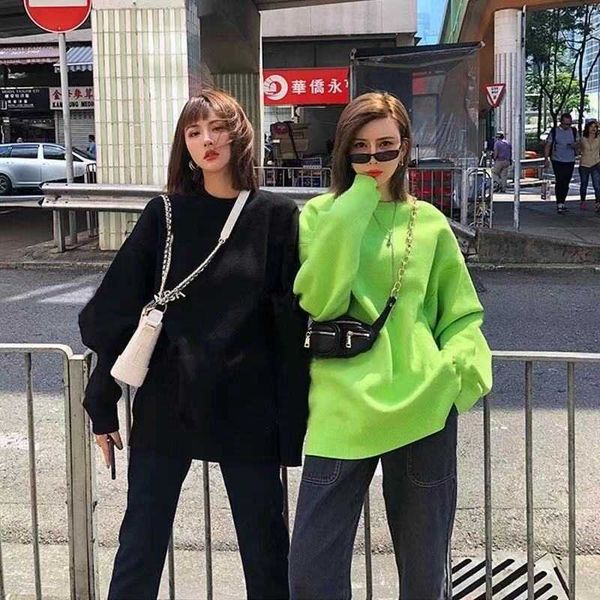 spring lazy style pullover sweater women 2021 new large size women's loose mid-length knitted student wear, White;black
spring lazy style pullover sweater women 2021 new large size women's loose mid-length knitted student wear, White;black