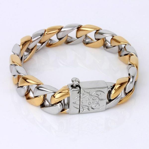 new fashion hip hop jewelry cuban link chain male bracelet gold/silver color stainless steel special for men and wmen gift, Golden;silver
new fashion hip hop jewelry cuban link chain male bracelet gold/silver color stainless steel special for men and wmen gift, Golden;silver