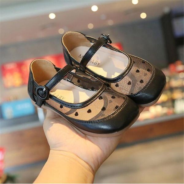 spring and summer fashion dot mesh children's princess shoes girl's small black white love sandals, Black;red
spring and summer fashion dot mesh children's princess shoes girl's small black white love sandals, Black;red