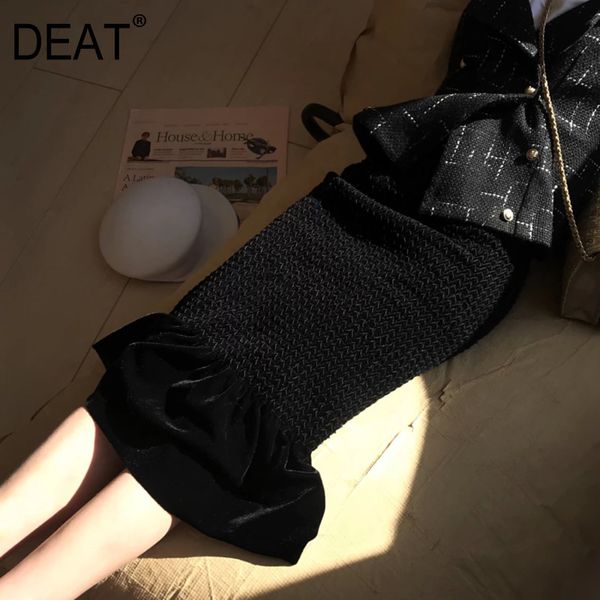 wavy solid black velvet skirt high waist knee-length elastic trumpet goth clothes street spring gx210 210421
wavy solid black velvet skirt high waist knee-length elastic trumpet goth clothes street spring gx210 210421
