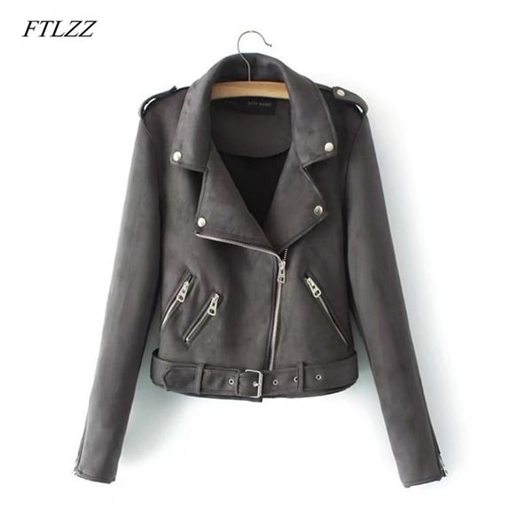autumn women faux suede jacket coat slim with belt zipper female short punk soft leather outwear 210430, Black
autumn women faux suede jacket coat slim with belt zipper female short punk soft leather outwear 210430, Black