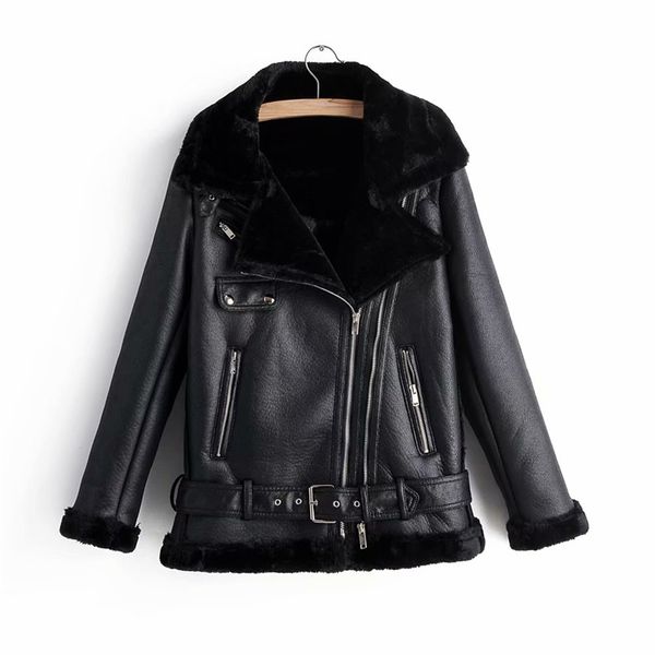 fashion women faux lamb wool fur leather jacket winter lady thick pu outerwear cool female zipper suits moto girls 210430, Black
fashion women faux lamb wool fur leather jacket winter lady thick pu outerwear cool female zipper suits moto girls 210430, Black