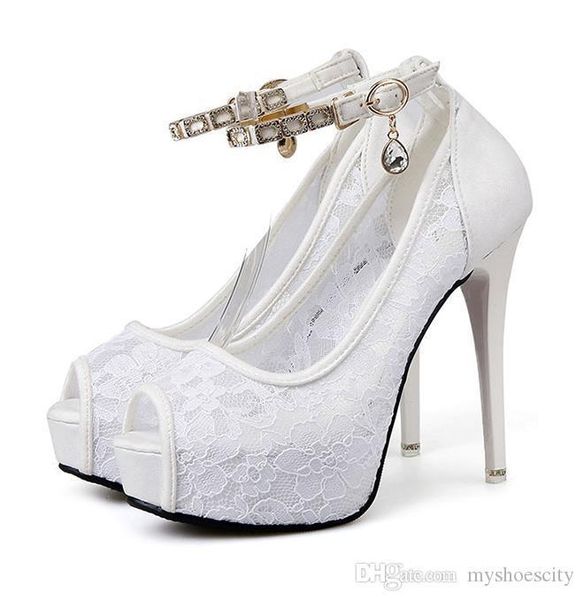 bridal wedding shoes pink white lace rhinestone peep toe platform high heels size 34 to 39, Black
bridal wedding shoes pink white lace rhinestone peep toe platform high heels size 34 to 39, Black