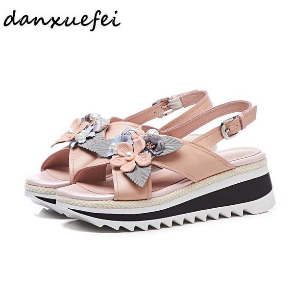 women's genuine leather applique flower platform flats sandals brand design open toe cross strap summer leisure sandalias shoes, Black
women's genuine leather applique flower platform flats sandals brand design open toe cross strap summer leisure sandalias shoes, Black