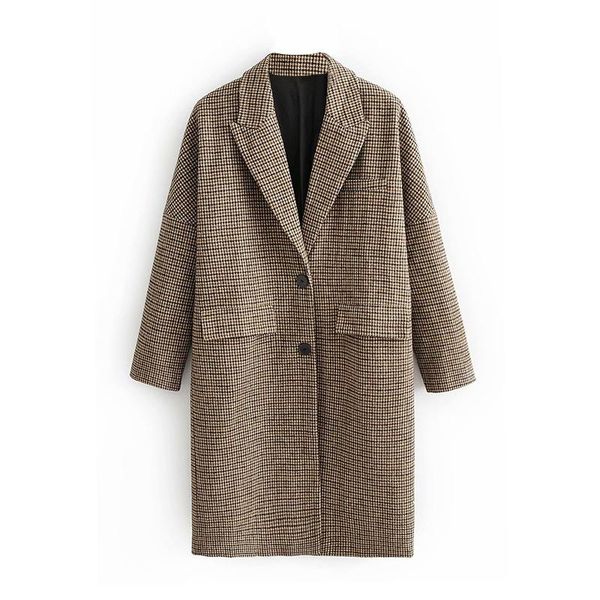 women's wool & blends fashion winter plaid long coats women single breasted casual jackets for ladies vintage elegant sleeve pockets co, Black
women's wool & blends fashion winter plaid long coats women single breasted casual jackets for ladies vintage elegant sleeve pockets co, Black
