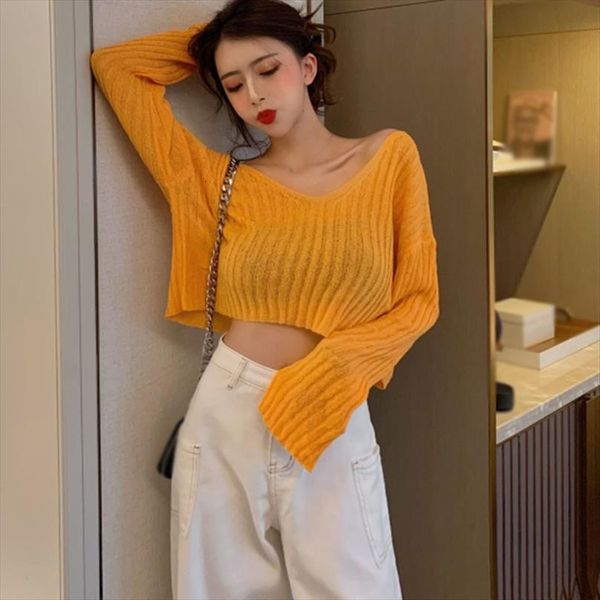 fall crop knitted solid color women sweater autumn thin clothes pullover, White;black
fall crop knitted solid color women sweater autumn thin clothes pullover, White;black