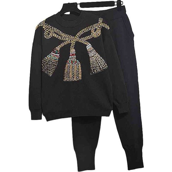 women's tracksuits autumn tracksuit women set fashion beading knitted sweater + casual little feet pants 2 piece sets womens outfi, Gray
women's tracksuits autumn tracksuit women set fashion beading knitted sweater + casual little feet pants 2 piece sets womens outfi, Gray