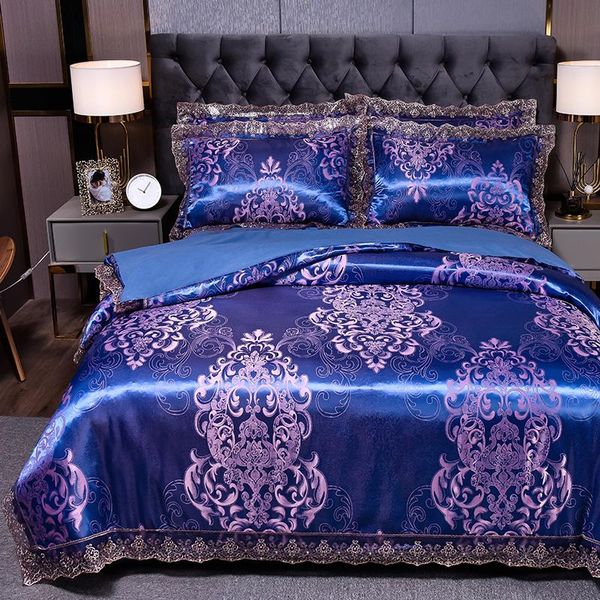 bedding sets drop wedding duvet cover set golden jacquard lace flat sheet pillowcase 4pcs european luxury royal blue
bedding sets drop wedding duvet cover set golden jacquard lace flat sheet pillowcase 4pcs european luxury royal blue