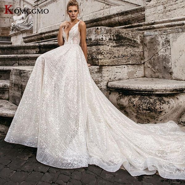 other wedding dresses 2021 arrival deep v-neck shiny cathedral train dress for women luxury backless sleeveless tulle bridal ball gown, White
other wedding dresses 2021 arrival deep v-neck shiny cathedral train dress for women luxury backless sleeveless tulle bridal ball gown, White