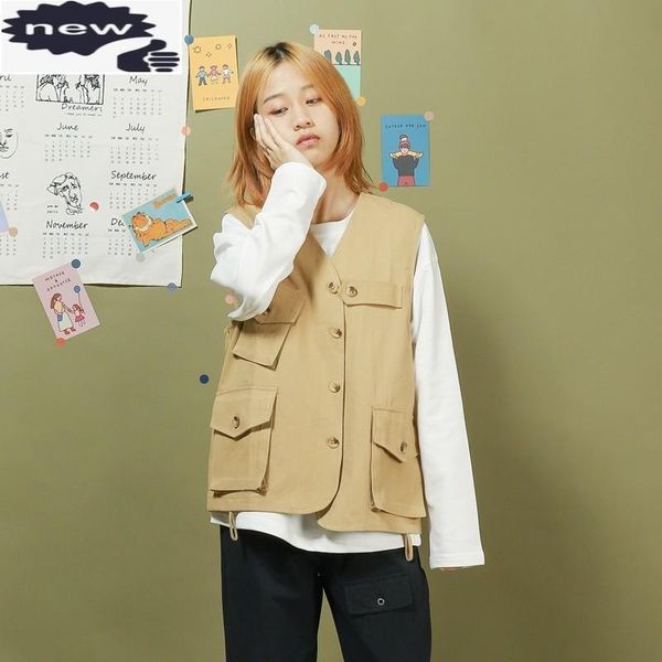 women's vests harajuku vintage womenloose fit cotton vest outwear multi pockets single breasted cargo waistcoat casual streetwear bf to, Black;white
women's vests harajuku vintage womenloose fit cotton vest outwear multi pockets single breasted cargo waistcoat casual streetwear bf to, Black;white