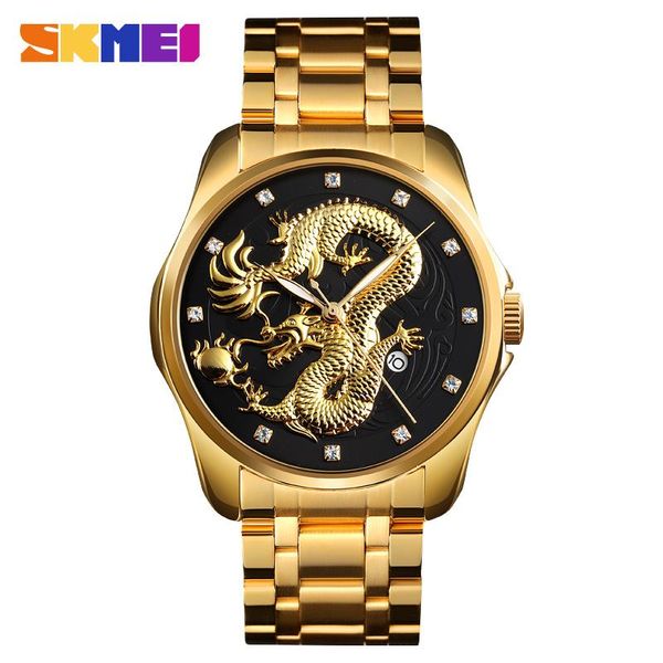 wristwatches golden dragon quartz men watch skmei waterproof stainless steel male clock relogio masculino, Slivery;brown
wristwatches golden dragon quartz men watch skmei waterproof stainless steel male clock relogio masculino, Slivery;brown