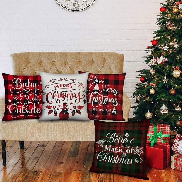 pillow case 4-piece pillowcase christmas decoration sofa cotton linen fashion creative home car