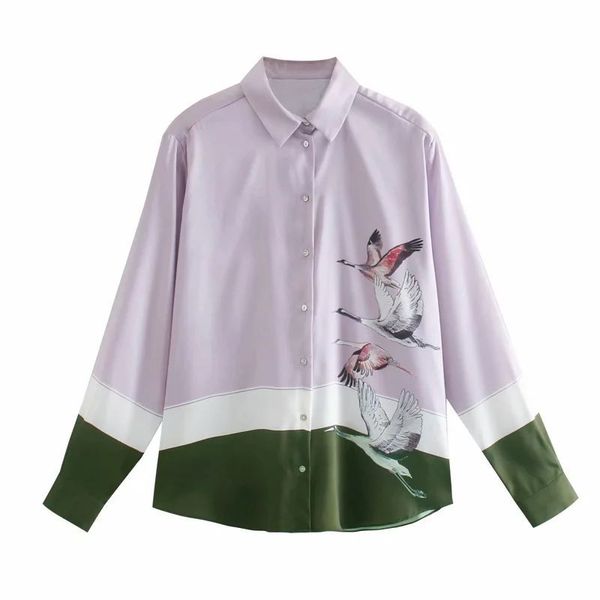 women flowing printed shirt long sleeves collared fashion designed casual chic femme mujer blouse blusas 210420, White 
women flowing printed shirt long sleeves collared fashion designed casual chic femme mujer blouse blusas 210420, White