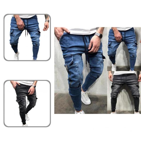 men's jeans all match terrific multi pockets skin-friendly trousers hip-hop men ankle length for going out, Blue
men's jeans all match terrific multi pockets skin-friendly trousers hip-hop men ankle length for going out, Blue
