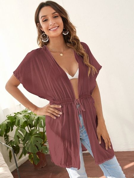 batwing sleeve drawstring waist kimono g806#, White;black
batwing sleeve drawstring waist kimono g806#, White;black