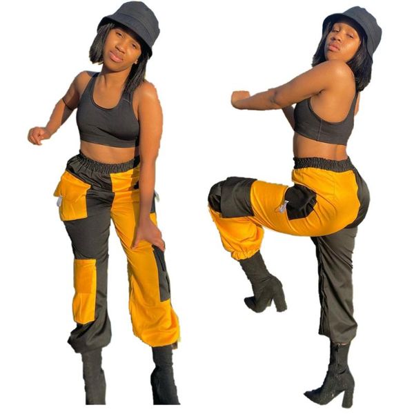 women's pants & capris hip hop jogger for women panelled multi-pocket spliced ankle-tied cargo 2021 femme pantalons sweatpants mulher, Black;white
women's pants & capris hip hop jogger for women panelled multi-pocket spliced ankle-tied cargo 2021 femme pantalons sweatpants mulher, Black;white