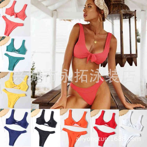 solid 2021 women's nylon color chest knot bikini split swimsuit female, White;black
solid 2021 women's nylon color chest knot bikini split swimsuit female, White;black