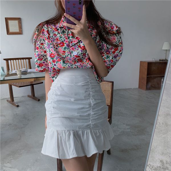 blouses korean loose floral ol chic fashion women casual sleeve all match lapel printed short blouses, White
blouses korean loose floral ol chic fashion women casual sleeve all match lapel printed short blouses, White