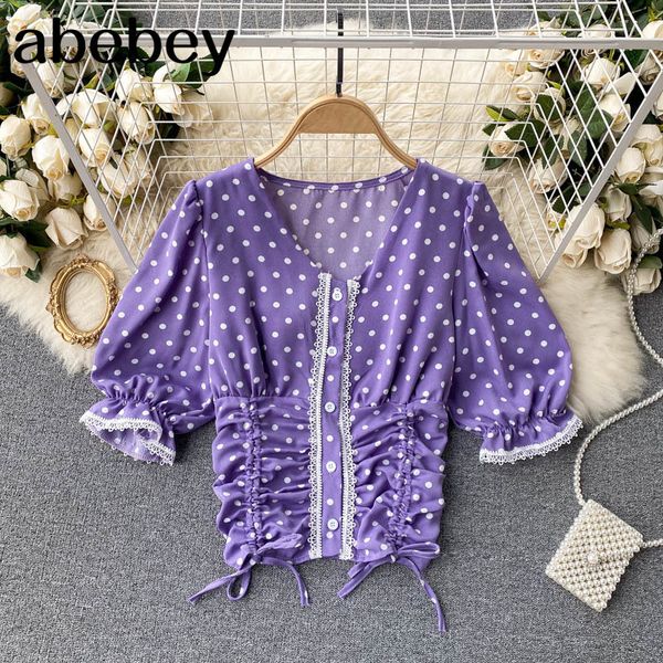 women bohemian dot blouse korean retro puff sleeve v neck short summer elastic ruched ruffles print blouses 210512, White
women bohemian dot blouse korean retro puff sleeve v neck short summer elastic ruched ruffles print blouses 210512, White