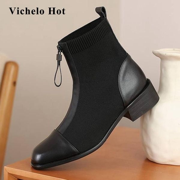 boots vichelo knitting real cow leather handmade square toe thick med heel zipper beauty lady leisure maiden ankle l66, Black
boots vichelo knitting real cow leather handmade square toe thick med heel zipper beauty lady leisure maiden ankle l66, Black