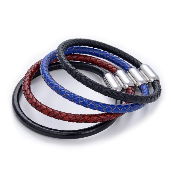 charm bracelets classic style men leather bracelet simple white stainless steel button neutral 5mm hand-woven rope chain jewelry, Golden;silver
charm bracelets classic style men leather bracelet simple white stainless steel button neutral 5mm hand-woven rope chain jewelry, Golden;silver