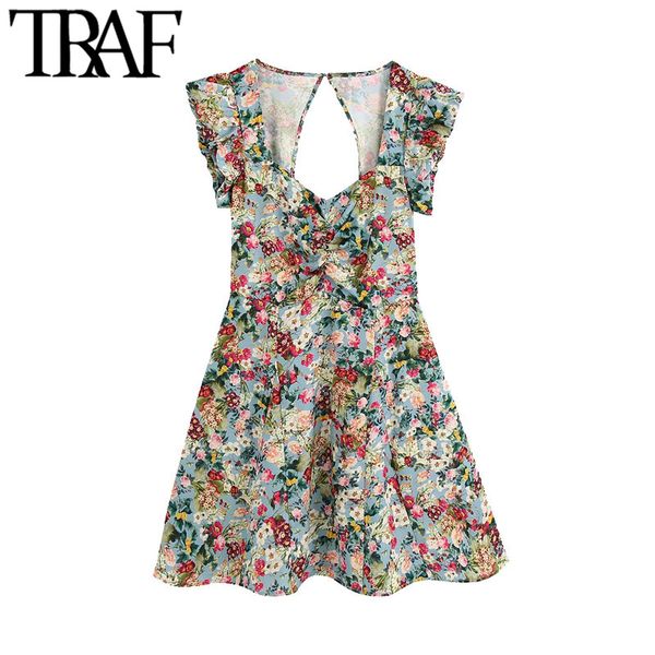 traf women chic fashion floral print ruffled mini dress gathered v neck back elastic female dresses vestidos mujer 210415, Black;gray
traf women chic fashion floral print ruffled mini dress gathered v neck back elastic female dresses vestidos mujer 210415, Black;gray