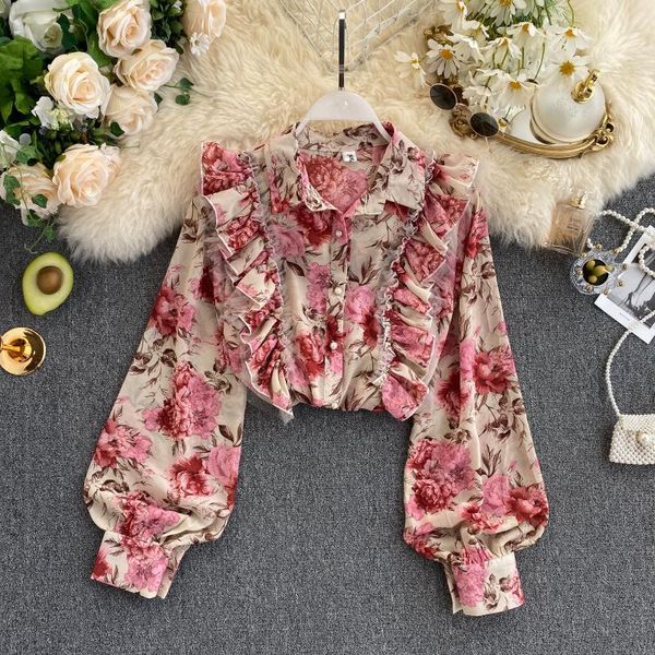 women's blouses & shirts french vintage floral print blouse shirt female autumn style mesh ruffle trim wild western women shirts1 6969, White
women's blouses & shirts french vintage floral print blouse shirt female autumn style mesh ruffle trim wild western women shirts1 6969, White