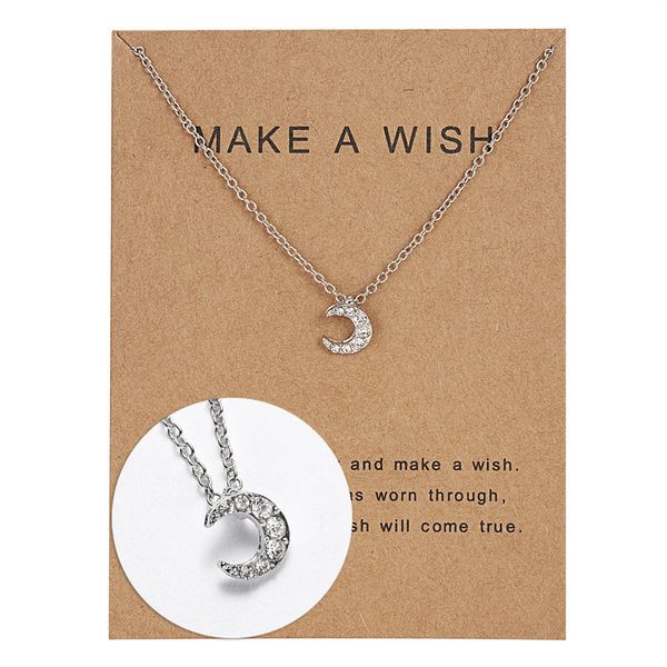 make a wish card moon pendant necklaces micro inlaid clavicle chain jewelry gift charm choker, Silver
make a wish card moon pendant necklaces micro inlaid clavicle chain jewelry gift charm choker, Silver