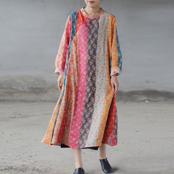 johnature loose vintage floral print cotton linen women dress autumn simple casual fashion o-neck button female dresses 210521, Black;gray
johnature loose vintage floral print cotton linen women dress autumn simple casual fashion o-neck button female dresses 210521, Black;gray