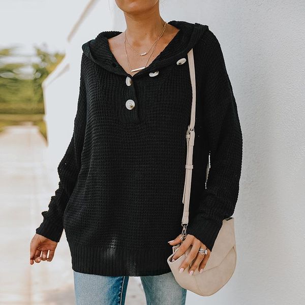 women's sweaters solid color casual pullover fashion hooded sweater 2021 autumn and winter style v-neck long-sleeved loose knit, White;black
women's sweaters solid color casual pullover fashion hooded sweater 2021 autumn and winter style v-neck long-sleeved loose knit, White;black