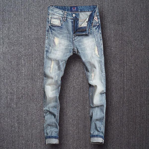 men's jeans korean style fashion men retro light blue slim fit ripped embroidery designer european street denim punk pants
men's jeans korean style fashion men retro light blue slim fit ripped embroidery designer european street denim punk pants