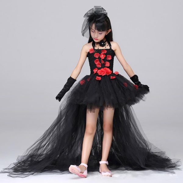 girl's dresses posh dream black flower petals rhinestone girls for party red kids tutu dress with train tulle clothes, Red;yellow
girl's dresses posh dream black flower petals rhinestone girls for party red kids tutu dress with train tulle clothes, Red;yellow