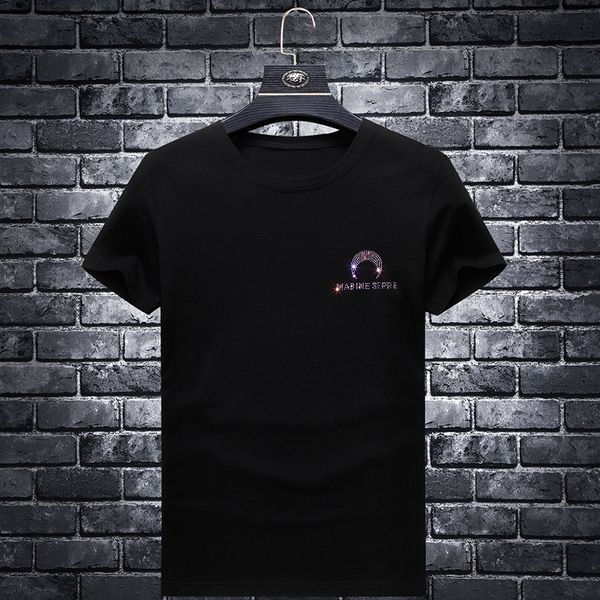 fashion t shirt european station short sleeve drill men's 2021 summer simple brand large size korean slim bottomed shirt, White;black
fashion t shirt european station short sleeve drill men's 2021 summer simple brand large size korean slim bottomed shirt, White;black