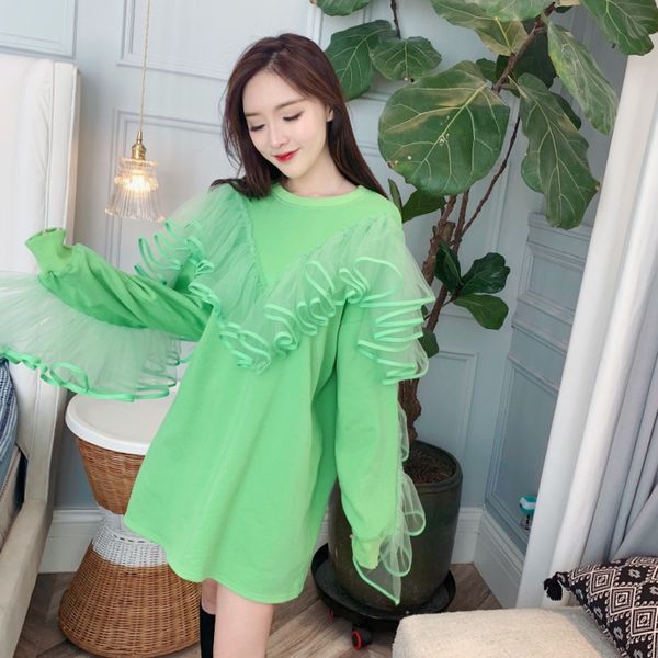 spring female loose casual round neck long sleeve minimalist patchwork ruffles mesh sweatshirt dress 16w413 210510, Black;gray
spring female loose casual round neck long sleeve minimalist patchwork ruffles mesh sweatshirt dress 16w413 210510, Black;gray