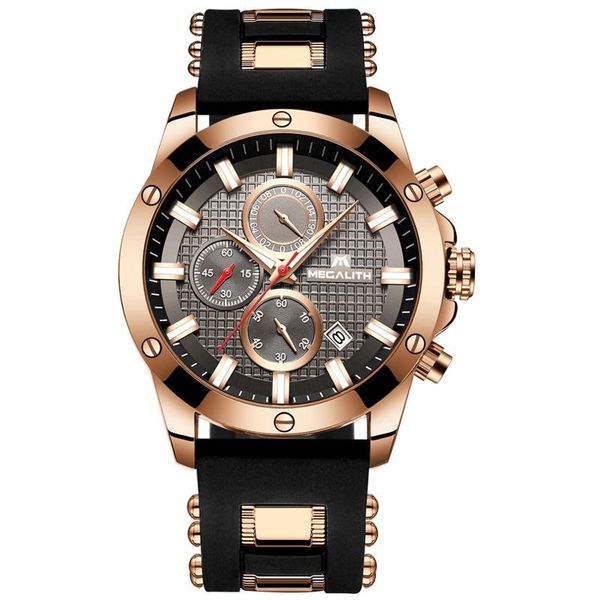 wristwatches megalith luxury watches for men luminous waterproof chronograph date wrist watch fashion silicone strap sports quartz, Slivery;brown
wristwatches megalith luxury watches for men luminous waterproof chronograph date wrist watch fashion silicone strap sports quartz, Slivery;brown