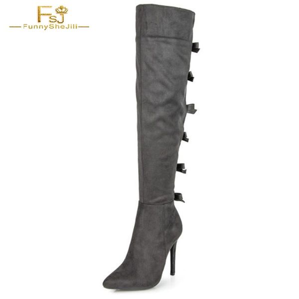 boots fsj noble dark grey suede back bow over-the-knee women fashion pointy toe stiletto heel side zip party long botas 2021, Black
boots fsj noble dark grey suede back bow over-the-knee women fashion pointy toe stiletto heel side zip party long botas 2021, Black