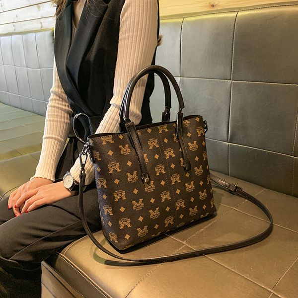 trend women's 2021 m-print tote bag handbag one shoulder messenger briefcase