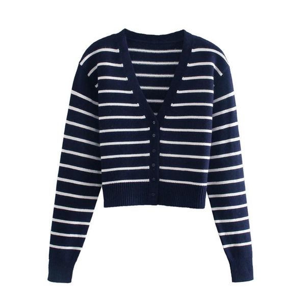 women's knits & tees 2021 fashion spring and autumn v-neck striped sweater cardigan long sleeve short loose thin undercoat, White
women's knits & tees 2021 fashion spring and autumn v-neck striped sweater cardigan long sleeve short loose thin undercoat, White