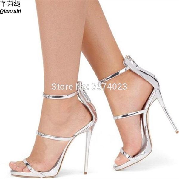 qianruiti women three straps metallic sandals open toe high heels gladiator patent leather zip stilettos naked party, Black
qianruiti women three straps metallic sandals open toe high heels gladiator patent leather zip stilettos naked party, Black