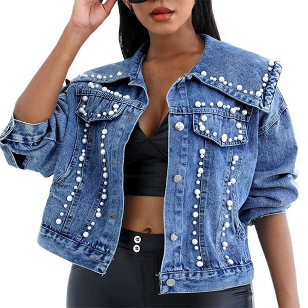 women's jackets women jeans coat 2021 denim jacket beaded large lapel single-breasted long sleeve streetwear, Black;brown
women's jackets women jeans coat 2021 denim jacket beaded large lapel single-breasted long sleeve streetwear, Black;brown