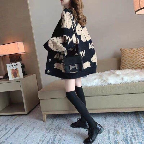 women's sweaters cmaz bear sweater coat for women autumn and winter lazy wind korean, White;black
women's sweaters cmaz bear sweater coat for women autumn and winter lazy wind korean, White;black