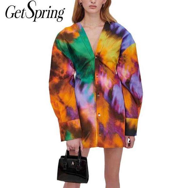 getspring women dress dye colorful print ladies es v neck long sleeve single breasted shirt fashion summer es 210601, Black;gray
getspring women dress dye colorful print ladies es v neck long sleeve single breasted shirt fashion summer es 210601, Black;gray