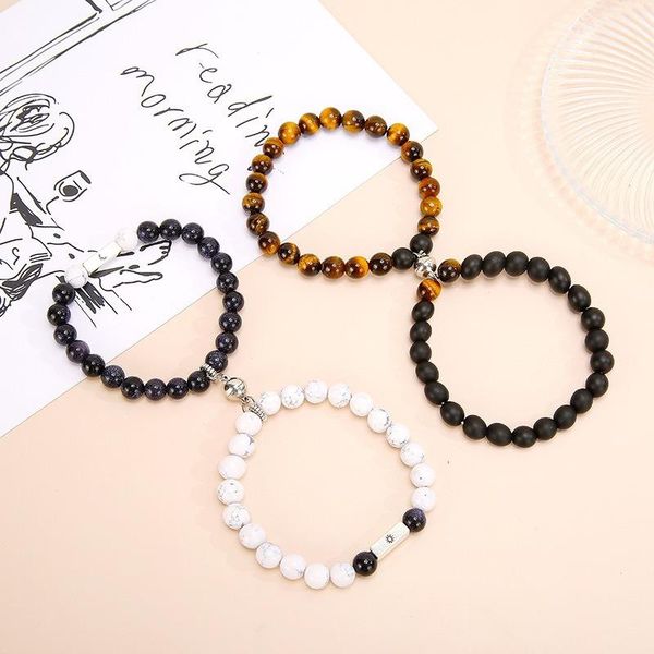 link, chain 8mm natural tiger's eye stone beads yoga bracelet charm magnetic couple bracelets for lover friend magnet jewelry gift, Black
link, chain 8mm natural tiger's eye stone beads yoga bracelet charm magnetic couple bracelets for lover friend magnet jewelry gift, Black