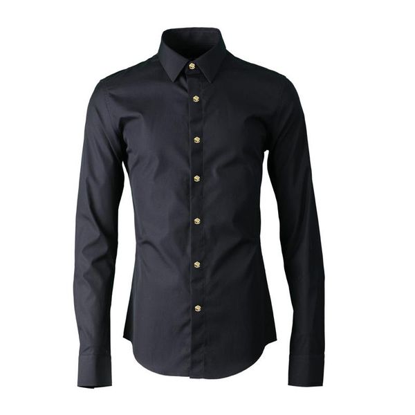 luxury alloy rose rivets men shirt white black solid color long sleeve dress 100% cotton casual man men's shirts
luxury alloy rose rivets men shirt white black solid color long sleeve dress 100% cotton casual man men's shirts