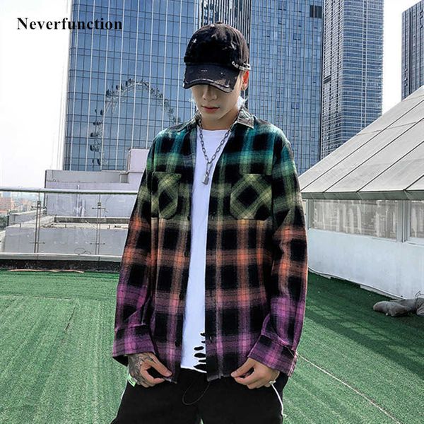 men's casual shirts shirts spring autumn men gradient color plaid male streetwear oversized extended curved hem long s d0i7, White;black
men's casual shirts shirts spring autumn men gradient color plaid male streetwear oversized extended curved hem long s d0i7, White;black