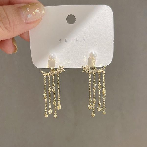 dangle & chandelier fashion shining micro-inlaid zircon stars moon tassel earrings for women design luxury jewelry wedding, Silver
dangle & chandelier fashion shining micro-inlaid zircon stars moon tassel earrings for women design luxury jewelry wedding, Silver