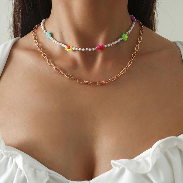 chains double layer colorful daisy beaded necklace for women fashion bohemian choker chain necklaces 2021 trendy egirl jewelry gift, Silver
chains double layer colorful daisy beaded necklace for women fashion bohemian choker chain necklaces 2021 trendy egirl jewelry gift, Silver