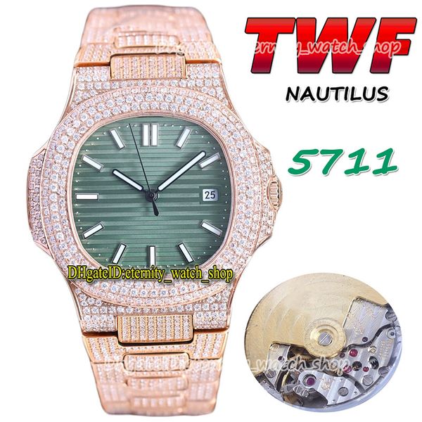 2022 twf 5711 pp324 a324 automatic mens watch paved diamonds version green dial rose gold case stick fully iced out diamond steel bracelet e, Slivery;brown
2022 twf 5711 pp324 a324 automatic mens watch paved diamonds version green dial rose gold case stick fully iced out diamond steel bracelet e, Slivery;brown
