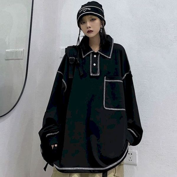 women sweatshirt couple patchwork full sleeve turn-down collar oversize bla high street cotton outdoor females students loose, Black
women sweatshirt couple patchwork full sleeve turn-down collar oversize bla high street cotton outdoor females students loose, Black