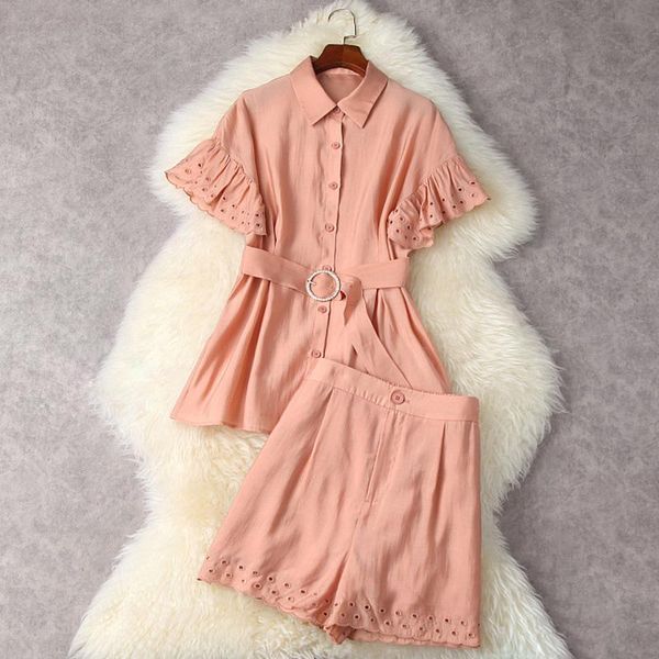 women's tracksuits high street est 2021 summer turn-down collar butterfly sleeve hollow out sashes single breasted shorts suit set, Gray
women's tracksuits high street est 2021 summer turn-down collar butterfly sleeve hollow out sashes single breasted shorts suit set, Gray